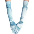 Lange Satinhandschuhe, hellblaue Opernhandschuhe für Damen Hochzeit Party Cosplay - Einheitsgröße / Über dem Ellbogen Lang (Mit Kartonverpackung) / Hellblau