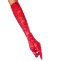 Rote Spitzen-Langhandschuhe Detail mit zartem Blumen-Netzstoff und elegantem Design. - Kartenverpackung / Rot