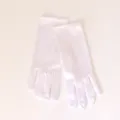 Damen kurze weiße Satin Handschuhe für Tanzaufführung Abendparty Sonnenschutz elegant. - Kartenverpackung / Weiß