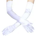 Elegante weiße Satin-Langhandschuhe für Damen, ideal für Hochzeiten, Abendpartys und Bälle. - Einheitsgröße / Weiß Papierkartenverpackung