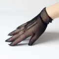 Black fishnet short gloves for women sexy mesh party wedding clubwear fashion accessories - Black