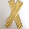 Gold long glossy gloves sexy patent leather gloves for stage performance party costume - One Size / Gold