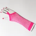 Neonrosa Lange Netzstoff Fingerlose Handschuhe Spitzenbesatz Party Kostüm Zubehör - Einheitsgröße / Fuchsia