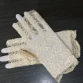 Kurze spitze sonnenschutz handschuhe, braut hochzeit blumen spitzen fingerlose handschuhe. - Einheitsgröße / Champagner