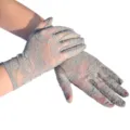 Damen Sommer Spitze kurze Handschuhe Sonnenschutz Fahren Outdoor Mode Blumen Handschuhe - Einheitsgröße / Zementgrau