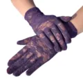 Lila Kurze Damen-Spitzenhandschuhe, zartes florales Netzdesign für Sonnenschutz im Freien. - Einheitsgröße / Dunkellila
