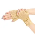 Damen fingerlose Spitzenhandschuhe kurzer UV-Schutz Fahrsonnenschutz Handschuhe Detail - Halbfinger / Khaki (1139)