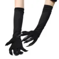 Halloween lange zwarte heksen handschoenen met nep klauw nagels voor cosplay feest kleding. - Eén maat / Zwarte handschoenen met zwarte nagels