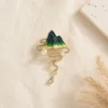 Elegante berglandschap broche met parels strass en emaillen afwerking voor jassen. - Chinese Landschap Parel Stijl