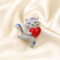 Rode hartjeskatbroche - zilver