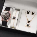 Set regalo orologio da donna di lusso e set gioielli farfalla nera per feste e look quotidiano. - Stile 50 (Senza confezione regalo) / Orologio al Quarzo + Set di Gioielli