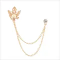 Vintage doppia testa aquila corona spilla catena nappa abito spilla gioielli - Strass champagne dorato con catena