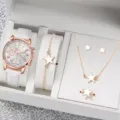 Set elegante da donna con orologio e gioielli a stella, scatola regalo, oro rosa. - Stile 45 (Senza confezione regalo) / Orologio al Quarzo + Set di Gioielli