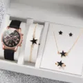 Elegante set regalo con orologio al quarzo e gioielli stella nera collana bracciale orecchini. - Stile 44 (Senza confezione regalo) / Orologio al Quarzo + Set di Gioielli