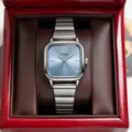 Women square quartz watch with stainless steel mesh strap elegant blue dial wristwatch gift - Style 3 / Single Watch (Without Box) / Light Blue