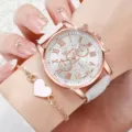 Set orologio da donna al quarzo con quadrante romano e braccialetto cuore abbinato. - Stile 38 (Senza confezione regalo) / Orologio al Quarzo + Set di Gioielli