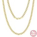 Vergoldete 925 Sterling Silber Panzerkette Halskette für Damen und Herren, klassisch 6mm. - 5mm 40cm / Gold