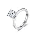 Anello Solitario in Argento Sterling S925 Quattro Griffe Moissanite Luminoso Regolabile - Argento