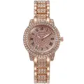 Orologio da donna in oro rosa con strass, quadrante scintillante e cinturino in acciaio elegante. - Stile Oro Rosa con Strass Completo (Y001) / Solo orologio