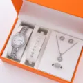 Set di orologi e gioielli di lusso in strass da donna, confezione regalo in cristallo. - Set Verde