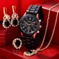 Luxury quartz watch and jewelry set with necklace earrings ring for women fashion gift - 5+Jewelry Set (Without Box)