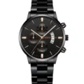 Orologio al quarzo da uomo con cinturino in acciaio e quadrante nero dettaglio. - Stile 7