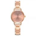 Rose gold women quartz watch with metal strap and minimalist dial. Elegant fashion timepiece. - 2