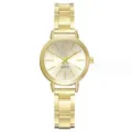 Fashion women quartz watch with gold metal strap and elegant round dial for daily wear. - 1