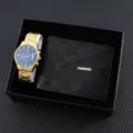 Men's quartz watch and checkered wallet gift set with luxury style for daily wear and gifting. - Style Six (Watch + Wallet + Box)