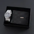 Men's quartz watch and checkered wallet gift box set stylish business accessories. - Style 5 (Watch + Wallet + Box)
