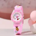 Orologio quarzo bambini grazioso cinturino silicone rosa con dettagli ape e margherita - Taglia unica / Insetto Rosa