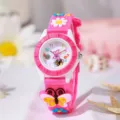 Orologio in silicone rosa per bambini con decoro farfalla fiore 3D, numeri di quadrante. - Taglia unica / Farfalla Rosa