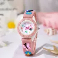 Orologio per bambini rosa carino con quadrante a numeri colorati e cinturino in silicone. - Taglia unica / Stile Floreale Farfalla Rosa (50)