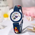 Orologio al quarzo alla moda per bambini con cinturino in silicone blu e quadrante chiaro. - Taglia unica / Stile Mot motocicletta Blu (49)