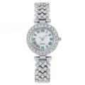 Orologio Donna Quarzo Strass Argento Numeri Romani Elegante Bracciale Cristallo Moda - Orologio Argento Solo (Senza Scatola)