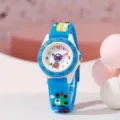 Orologio in silicone per bambini con simpatico design di auto e vivace cinturino blu. - Taglia unica / Stile Auto Blu (45)