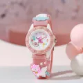 Orologio rosa in silicone per bambini con design unicorno e numeri colorati chiari. - Unicorno Rosa