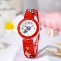 Orologio quarzo silicone rosso bambino primo piano, numeri quadrante colorati e dettaglio moto. - Stile Motocicletta (23) / Rosso