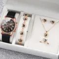 Elegante set regalo con orologio al quarzo in oro rosa e gioielli cuore per donna - Stile 8 (Senza Confezione Regalo)