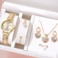 Luxury gold quartz watch and crystal swan jewelry gift set for women elegant wear - Gold Swan Gift Box Set