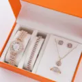 Set gioielli donna orologio quarzo strass 5 pezzi con confezione regalo variante - Set Gioielli 5 Pezzi (61) / Senza Confezione Regalo / Oro