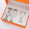 Set di gioielli orologio quarzo strass donna 5 pezzi scatola regalo elegante - Set Gioielli 5 Pezzi (60) / Senza Confezione Regalo / Oro