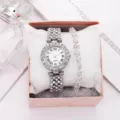 Lusso donne strass orologio al quarzo e bracciale set con confezione regalo elegante - Set Orologio Bracciale (50) / Senza Confezione Regalo / Argento