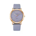 Orologio al quarzo donna quadrante glitter viola cassa oro rosa cinturino pelle chic - Stile Solo Orologio (Y015) / Azzurro