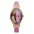 Orologio al quarzo da donna con cassa ovale in oro rosa, quadrante rosa e cristalli. - Taglia unica / Orologio al Quarzo a Sabbia Mobile / Rosa