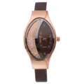 Orologio da polso al quarzo da donna con quadrante sabbia mobile cinturino pelle marrone. - Taglia unica / Orologio al Quarzo a Sabbia Mobile / Marrone