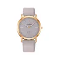 Primo piano dettagliato del quadrante grigio brillante, della lunetta e del cinturino. - Stile Solo Orologio (Y015) / Grigio