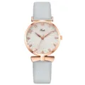 Orologio da donna al quarzo elegante con cinturino in pelle grigia e cassa oro rosa. - Azzurro