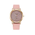 Orologio donna quarzo cinturino pelle rosa quadrante rotondo oro rosa elegante - Stile Solo Orologio (Y015) / Rosa
