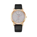 Orologio al quarzo da donna minimalista con cinturino in pelle nera e quadrante glitterato. - Stile Solo Orologio (Y015) / Nero